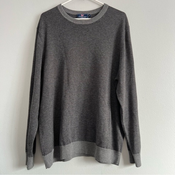 Vineyard Vines Men's Wool Cotton Blend Knit Crew Neck Sweater Sz XL Gray Basic - Picture 1 of 9